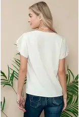 V-Neck Top with Tulip Sleeves