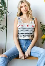 Floral Crochet Top - Square Neck