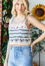Floral Crochet Top - Square Neck