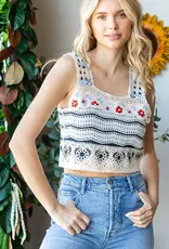 Floral Crochet Top - Square Neck