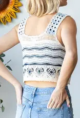Floral Crochet Top - Square Neck