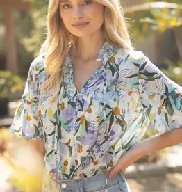 Tie Front Floral Print Top