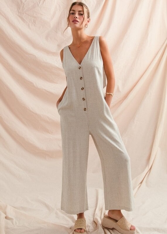 Stripe Linen Blend Jumpsuit