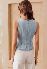Slim Fit Button Front Denim Vest Top