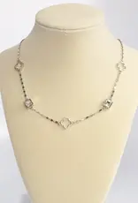 Clover Station Dainty Short Necklace with Crystals - Gold