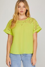 DROP SHOULDER LACE DETAIL TOP