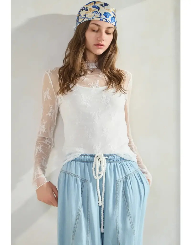 Chambray Denim Wide Palazzo Pants