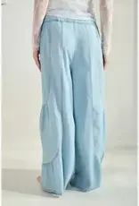Chambray Denim Wide Palazzo Pants