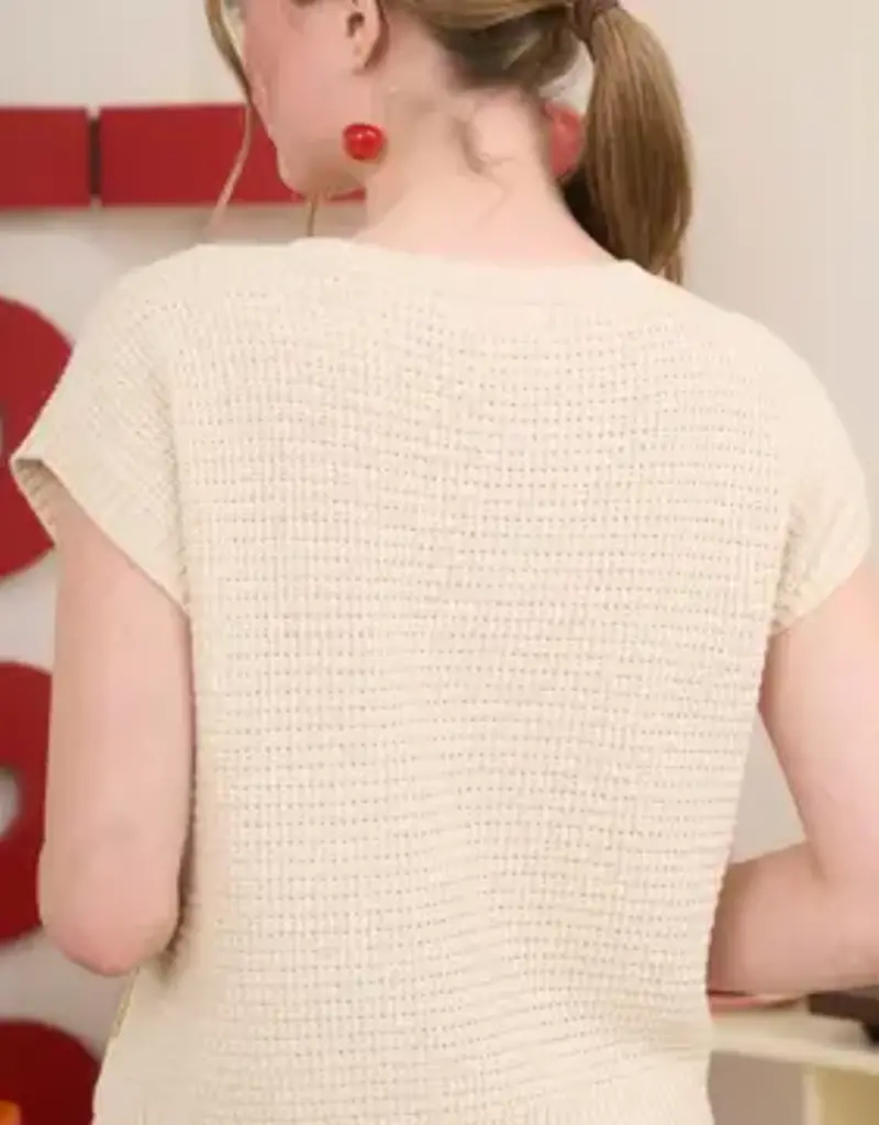 3D Crochet Floral Short Sleeve Sweater Top