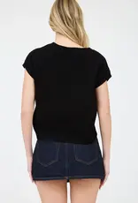 3D Crochet Floral Short Sleeve Sweater Top