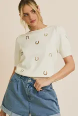 Puff Sleeve Embroidered Knit Top
