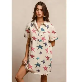 Star Washed Frayed Hem Dress