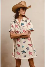 Star Washed Frayed Hem Dress