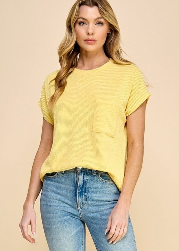 Solid Ribbed Top With Pockets