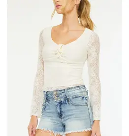 KanCan HIGH WAIST TRIPLE WAISTBAND DENIM SHORT