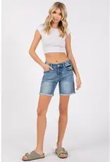 Petra Mid Rise Stretch 7-INCH Midi Shorts w/ Cuffed Hem