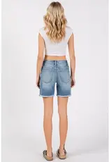 Petra Mid Rise Stretch 7-INCH Midi Shorts w/ Cuffed Hem