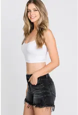 Petra High Rise Comfort Stretch Shorts w/ Frayed Hem