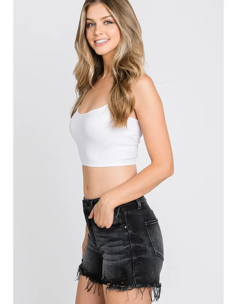 Petra High Rise Comfort Stretch Shorts w/ Frayed Hem