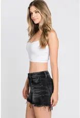 Petra High Rise Comfort Stretch Shorts w/ Frayed Hem