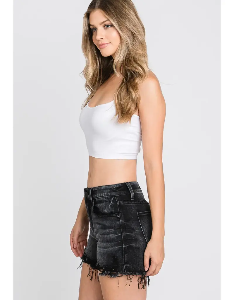 Petra High Rise Comfort Stretch Shorts w/ Frayed Hem