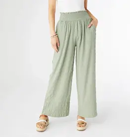Lillian Flowy Textured Pants with Cinched Waist