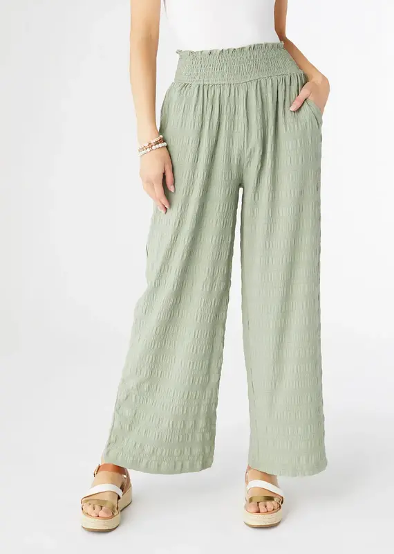 Lillian Flowy Textured Pants with Cinched Waist