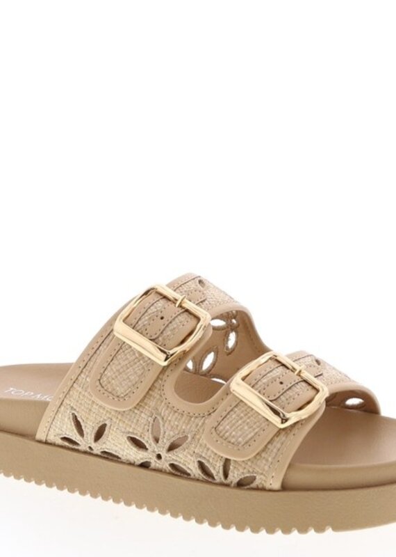 Moda Dual Buckle Raffia Band Beach Sandals