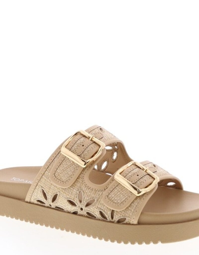 Moda Dual Buckle Raffia Band Beach Sandals