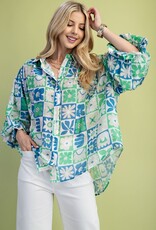 Feeling Retro Floral Check Top