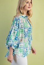 Feeling Retro Floral Check Top