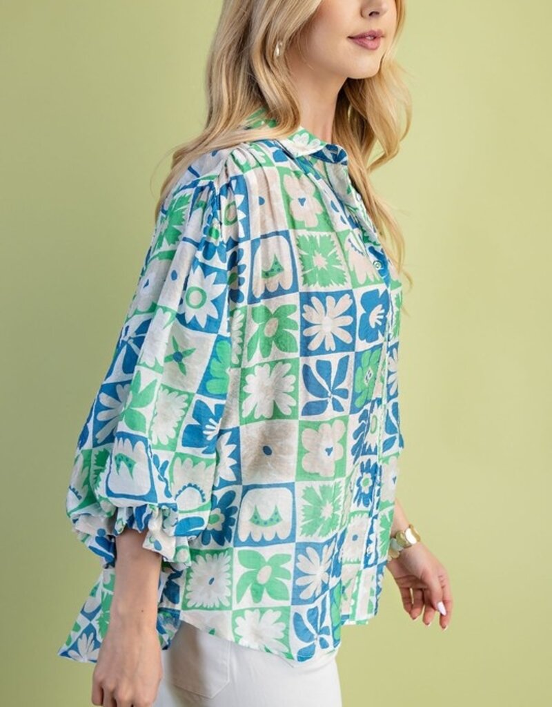Feeling Retro Floral Check Top