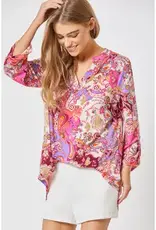 Paisley 3/4 Sleeve Lizzy Wrinkle Free Top