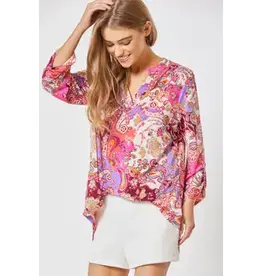 Paisley 3/4 Sleeve Lizzy Wrinkle Free Top
