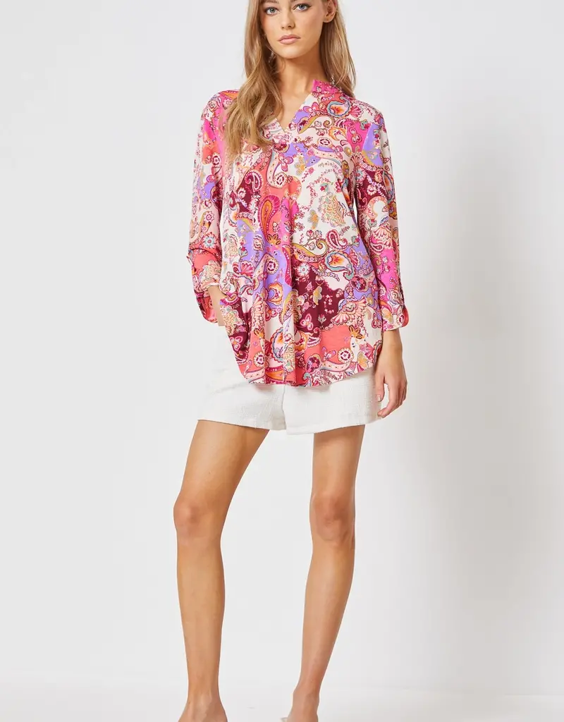 Paisley 3/4 Sleeve Lizzy Wrinkle Free Top