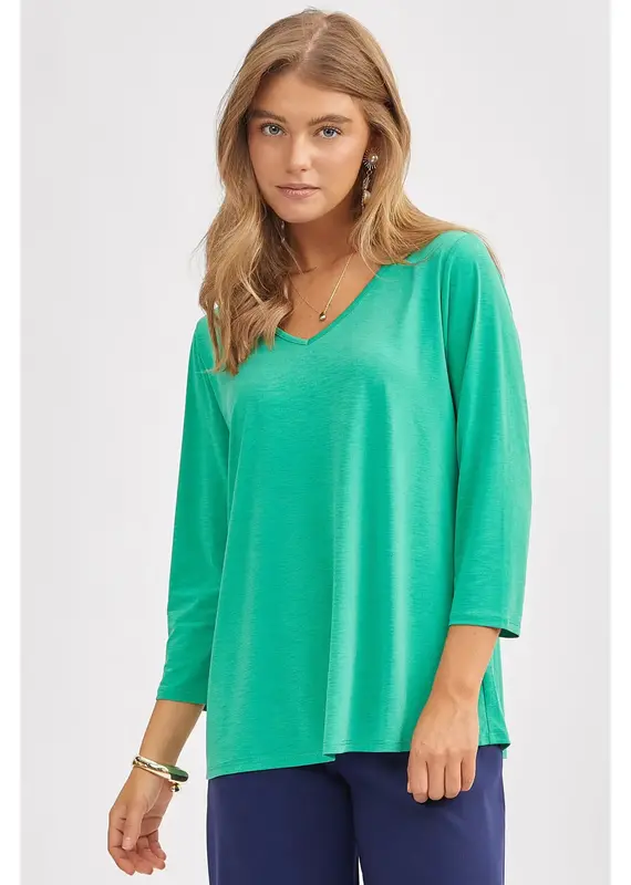 Classic Wrinkle-Free V-Neck Top  -  Available in Kelly & Navy