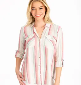 Stripe Lace Up Top
