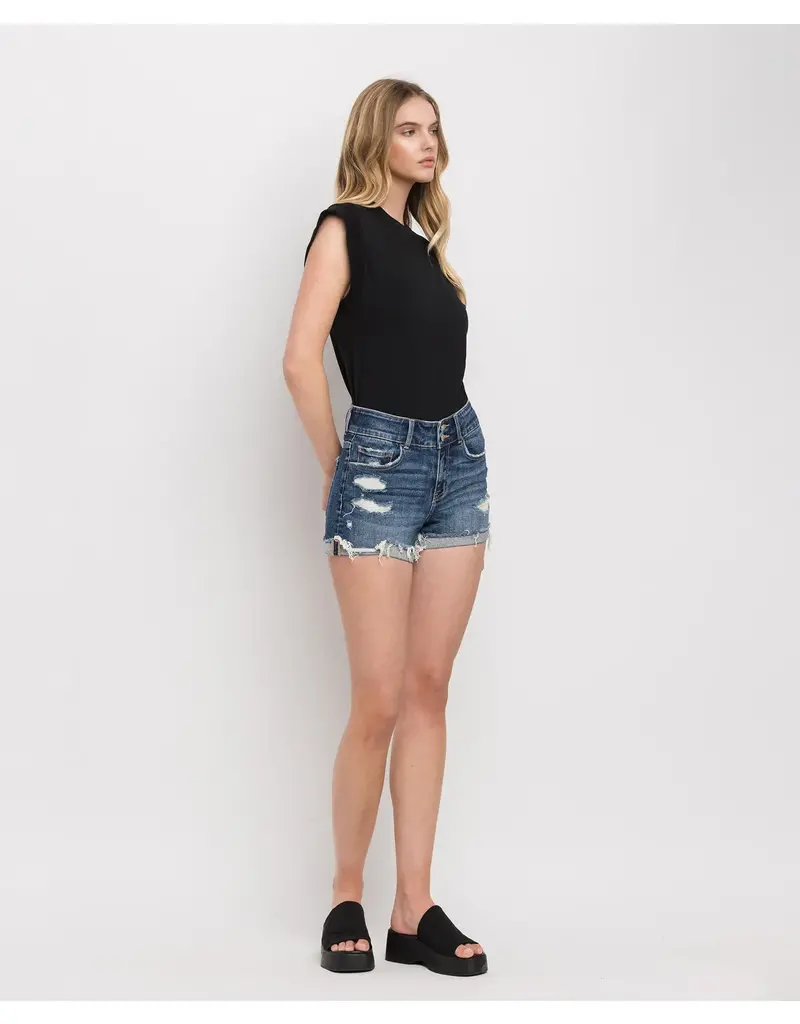 High Rise Double Button Cuff Short