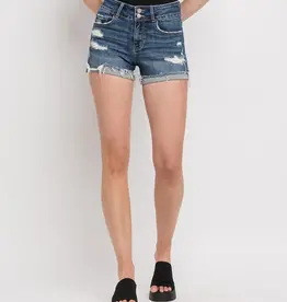 High Rise Double Button Cuff Short