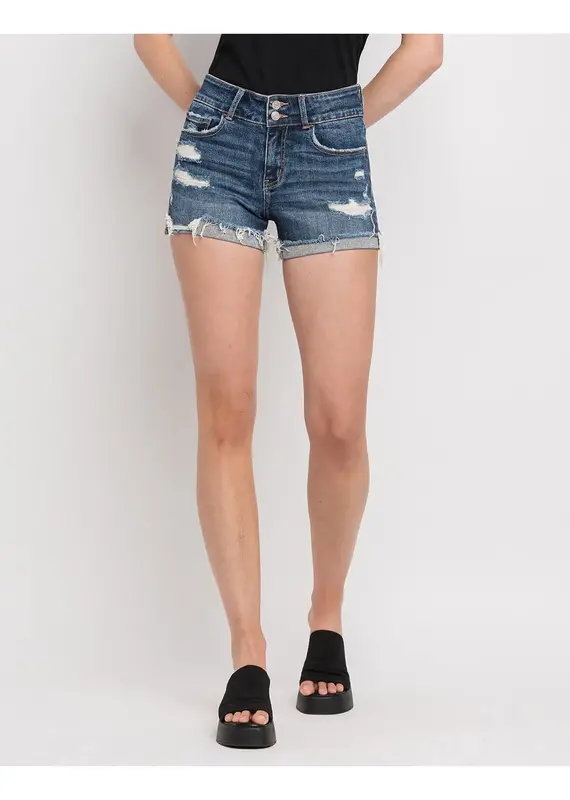 High Rise Double Button Cuff Short
