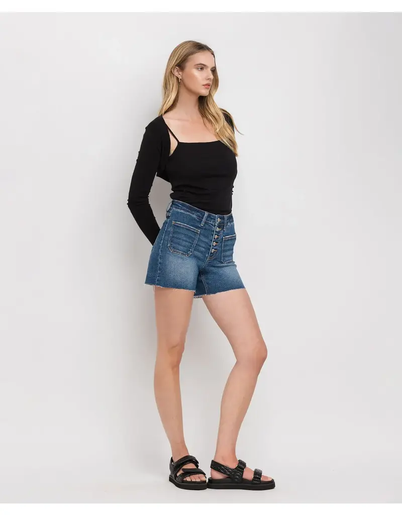 Manifest High Rise Patched Button Fly Shorts