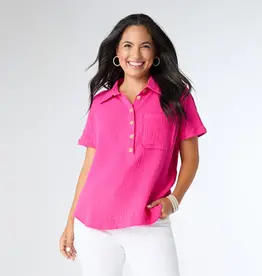 Gina Button Down Gauze Top