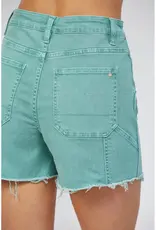 High Rise Cut Out Hem Carpenter Shorts