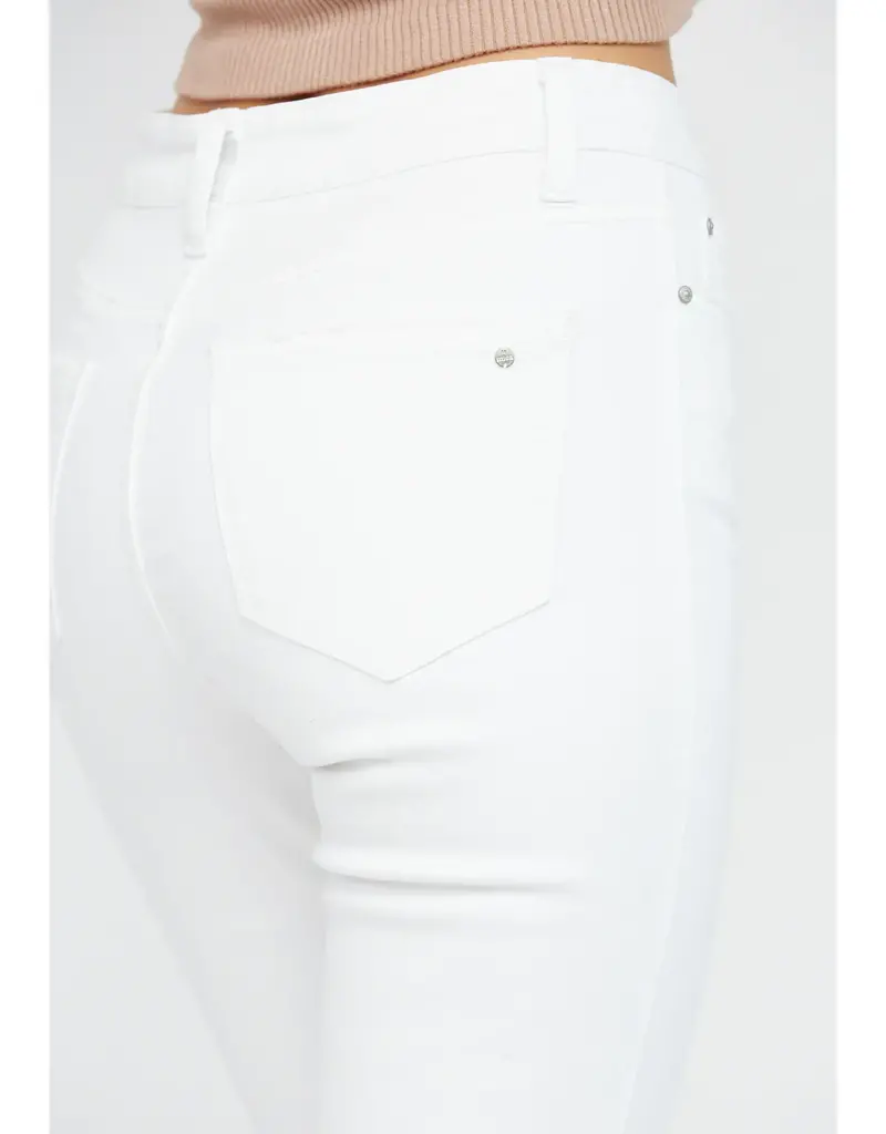 High Rise Crop Flare with Uneven Hem
