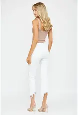 High Rise Crop Flare with Uneven Hem