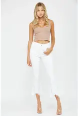 High Rise Crop Flare with Uneven Hem