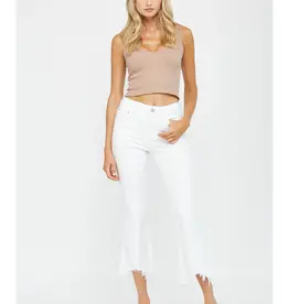 High Rise Crop Flare with Uneven Hem