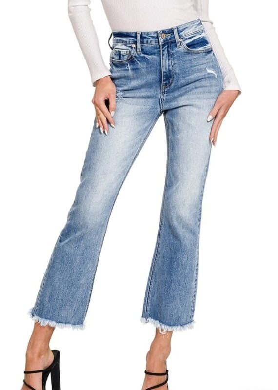 HR Straight Raw Hem Cropped Jean