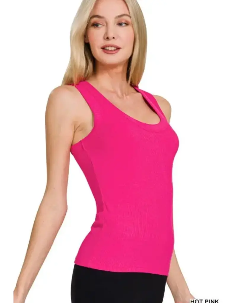 Ribbed Scoop Neck Tank Top