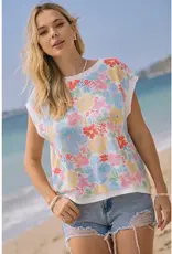 Floral Printed Knitted Jersey Vest